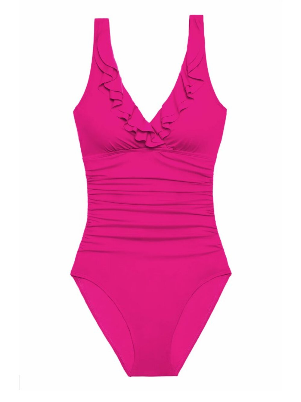 NWT Lauren Ralph Lauren Beach Club Solids Ruffle Trim Surplice One Piece 16